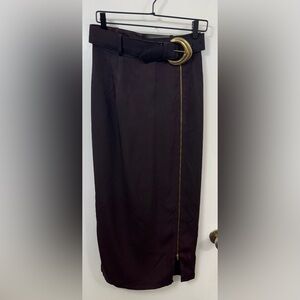 1950’s Vintage Elegant Plum Pencil Skirt with matching Belt Gold Accent